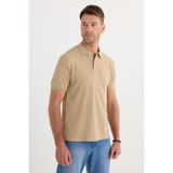 TUDORS Slim Fit Polo Yaka T-shirt Pamuklu Örme Triko, M, TS230012, Haki, Erkek