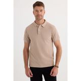 TUDORS Slim Fit Polo Yaka T-shirt Pamuklu Pike Kumaş Bej, M, TS240019-DM, Bej1, Erkek