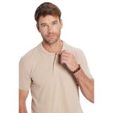 TUDORS Slim Fit Polo Yaka T-shirt Pamuklu Pike Kumaş Rengi, XS, TS240019, Taş, Erkek