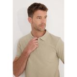 TUDORS Slim Fit Polo Yaka T-shirt Pamuklu Pike Kumaş, XXL, TS240019-DM, Bej, Erkek