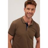 TUDORS Slim Fit Polo Yaka T-shirt%100 Pamuk, M, TS250030, Kahverengi, Erkek