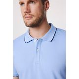 TUDORS Slim Fit Polo Yaka T-shirt%100 Pamuk Pike Kol Şeritli, M, TS230024-01, Mavi, Erkek
