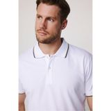 TUDORS Slim Fit Polo Yaka T-shirt%100 Pamuk Pike Kol Şeritli, S, TS230024-01, Beyaz, Erkek