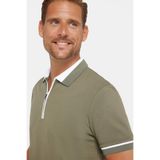 TUDORS Slim Fit Polo Yaka T-shirt%100 Pamuk Pike Kumaş Fermuarlı, M, TS230013, Haki, Erkek