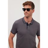TUDORS Slim Fit Polo Yaka T-shirt%100 Pamuk Pike Kumaş, XXL, TS250030, Füme, Erkek