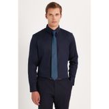 TUDORS Slim Fit Premium Likralı Pamuk Saten Gömlek, L, DR250008, Lacivert, Erkek