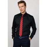 Tudors Slim Fit Siyah Non-Iron %100 Pamuk Doğa Dostu Ekoteks Belgeli Ütü Gerektirmez Gömlek - 2XL