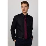 Tudors Slim Fit Siyah Non-ıron %100 Pamuk Doğa Dostu Ekoteks Belgeli Ütü Gerektirmez Gömlek - XL