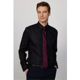 Tudors Slim Fit Siyah Non-ıron %100 Pamuk Doğa Dostu Ekoteks Belgeli Ütü Gerektirmez Gömlek