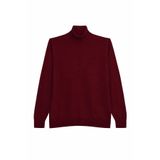 TUDORS Slim Fit Tam Boğazlı Yün Kazak, XXL, Slim Fit Tam Boğazlı Yaka Düz Yün, Bordo, Erkek