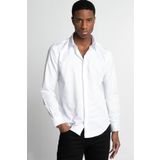 Tudors Slim Fit Uzun Kol Gizli Pat Sırtı Körüklü Düz Erkek Gömlek
