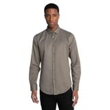 TUDORS Slim Fit Uzun Kollu Armürlü Gömlek, L, DR17124-663, Haki Gri, Erkek