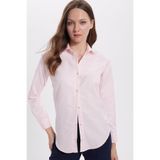 TUDORS Slim Fit Uzun Kollu Basic Gömlek, S, BYGM2550, Pembe, Kadın