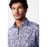 Tudors Slim Fit Uzun Kollu Dar Kesim Baskılı Oxford Doku Erkek Gömlek - Renkli
