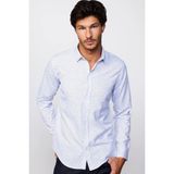Tudors Slim Fit Uzun Kollu Dar Kesim Desenli Pamuklu Kolay Ütülenebilir Beyaz Erkek Gömlek