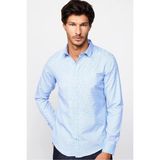 Tudors Slim Fit Uzun Kollu Dar Kesim Desenli Pamuklu Kolay Ütülenebilir Mavi Erkek Gömlek