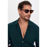 Tudors Slim Fit Uzun Kollu Dar Kesim Dökümlü Viskon Erkek Yeşil Gömlek, L Beden