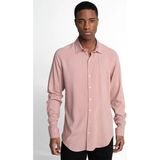 Tudors Slim Fit Uzun Kollu Dar Kesim Dökümlü Viskon Şık Erkek Pembe Gömlek