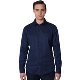 TUDORS Slim Fit Uzun Kollu Dar Kesim Fleto Tek Cep Armürlü Pamuklu Gömlek, XL, DR240069-4000, Lacivert, Erkek