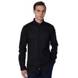 TUDORS Slim Fit Uzun Kollu Dar Kesim Gizli Pat Pamuklu Gömlek, XL, DR240060-4300, Siyah, Erkek