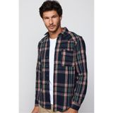 Tudors Slim Fit Uzun Kollu Dar Kesim Tek Cep Kareli Kışlık Oduncu Erkek Gömlek