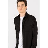 Tudors Slim Fit Uzun Kollu Denim Kot Düz Cepli Gabardin Erkek Siyah Gömlek