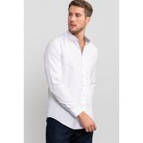 Tudors Slim Fit Uzun Kollu Düğmeli Yaka Düz Spor Erkek Gömlek - Beyaz - XL