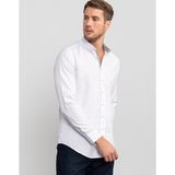 Tudors Slim Fit Uzun Kollu Düğmeli Yaka Düz Spor Erkek Gömlek - Beyaz