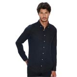 TUDORS Slim Fit Uzun Kollu Düğmeli Yaka Kışlık Yün Viskon Düz Gömlek, S, DR230001-301, Siyah, Erkek