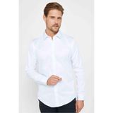 TUDORS Slim Fit Uzun Kollu Gizli Pat Sırtı Körüklü Düz Gömlek, DR220116-01
