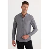 Tudors Slim Fit Uzun Kollu Hakim Yaka Pamuklu Kolay Ütü Erkek Gri Gömlek - XL