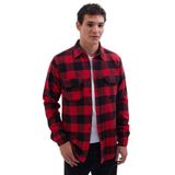 TUDORS Slim Fit Uzun Kollu Kareli Kışlık Oduncu Gömlek Bordo-Siyah, L, DR250022, Bordo-Siyah, Erkek