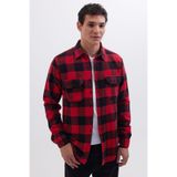TUDORS Slim Fit Uzun Kollu Kareli Kışlık Oduncu Gömlek, XL, DR250022, Bordo-Siyah, Erkek