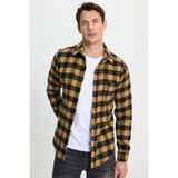 TUDORS Slim Fit Uzun Kollu Kareli Oduncu Gömlek İndigo-Siyah, DR250021
