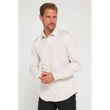 Tudors Slim Fit Uzun Kollu Kolay Ütü Teri Emen Nefes Alan Doku Kravatlık Dört Mevsim Taş Renk Erkek Gömlek - 2XL