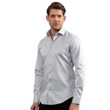 TUDORS Slim Fit Uzun Kollu Koton Saten Premium Gömlek, S, DR220025-11, Gri, Erkek