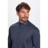 Tudors Slim Fit Uzun Kollu Koton Saten Premium Seri Erkek Antrasit Gömlek