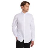 Tudors Slim Fit Uzun Kollu Koton Saten Premium Seri Erkek Beyaz Gömlek - XL