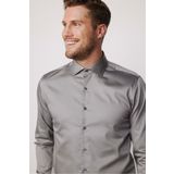 Tudors Slim Fit Uzun Kollu Koton Saten Premium Seri Erkek Gri Gömlek