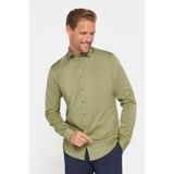 Tudors Slim Fit Uzun Kollu Likralı Düz Pamuk Saten Erkek Gömlek,Yeşil L 2007003833978