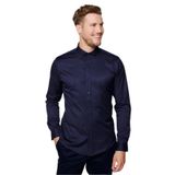 TUDORS Slim Fit Uzun Kollu Likralı Düz Pamuk Saten Gömlek, L, DR200135-320, Lacivert, Erkek