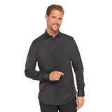 TUDORS Slim Fit Uzun Kollu Likralı Düz Pamuk Saten Gömlek, M, DR200135-309, Siyah, Erkek