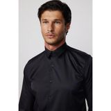 Tudors Slim Fit Uzun Kollu Likralı Düz Stretch Erkek Gömlek - Siyah - XL