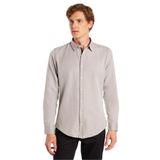 Tudors Slim Fit Uzun Kollu Oxford Doku Armürlü Biyeli Erkek Krem Gömlek - XL
