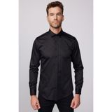 TUDORS Slim Fit Uzun Kollu Pamuk Saten Gömlek, L, DR17129-153, Siyah, Erkek