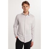 Tudors Slim Fit Uzun Kollu Pamuklu Düz Erkek Bej Gömlek - 2XL