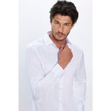 Tudors Slim Fit Uzun Kollu Pamuklu Düz Erkek Beyaz Gömlek