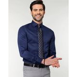 Tudors Slim Fit Uzun Kollu Pamuklu Düz Erkek Lacivert Gömlek - XL