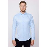 Tudors Slim Fit Uzun Kollu Pamuklu Düz Erkek Mavi Gömlek - XL