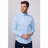 Tudors Slim Fit Uzun Kollu Pamuklu Düz Erkek Mavi Gömlek